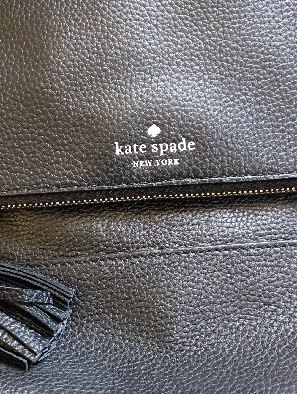 Kate Spade Medium Black Leather Crossbody Bag with Tassel - Picture 3 of 6